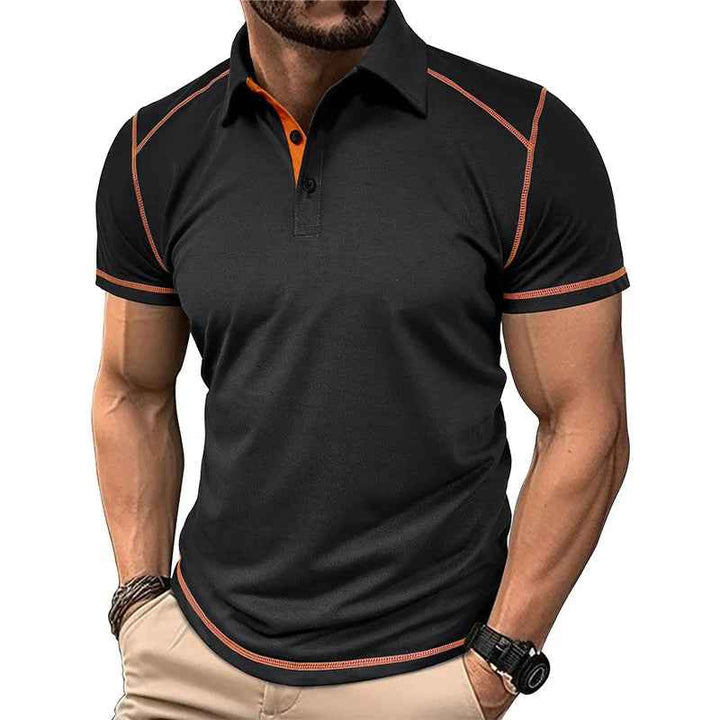 Men's Color Block Polo Shirt – Stylish Design for Daily Comfort Black