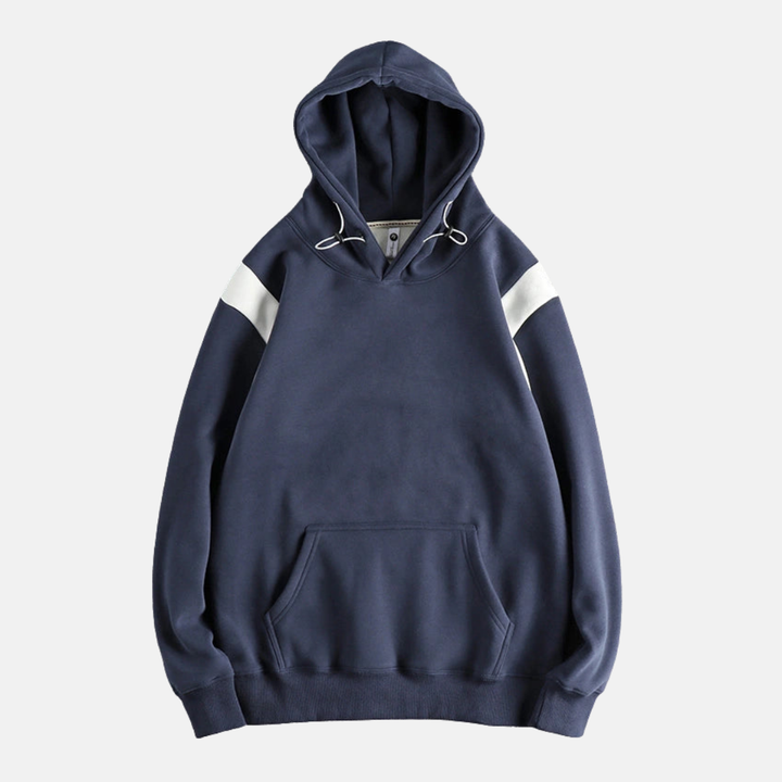 Men's Colorblock Oversized Hoodie with Drawstring Blue