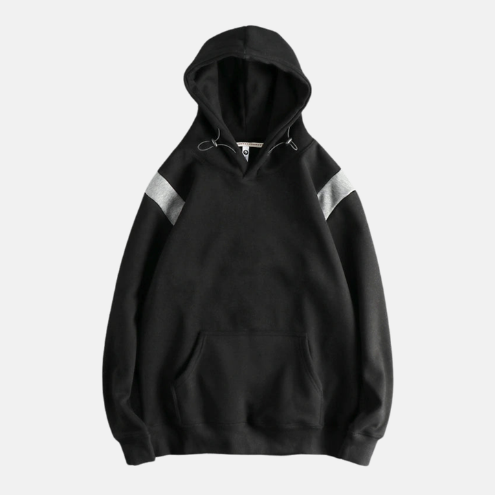 Men's Colorblock Oversized Hoodie with Drawstring Black