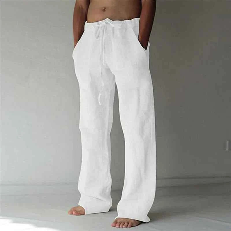 Men's Comfortable Baggy Pants - Stylish and Versatile White