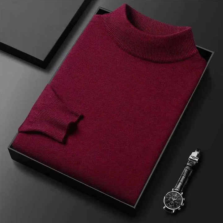 Men's Comfortable Merino Wool Sweater Red Wine Ronde hals