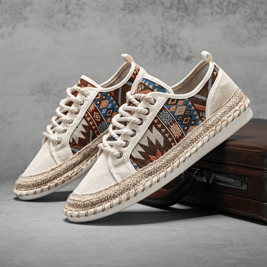Men's Comfortable Printed Lace-Up Sneakers Sahara Beige