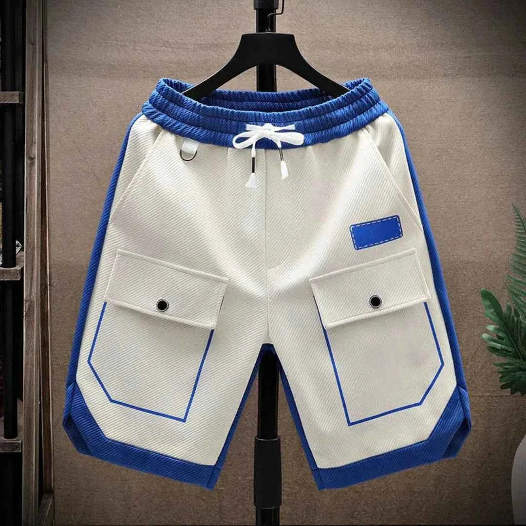 Men's Contrast-Trim Shorts Blue
