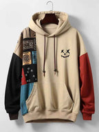 Men's Cotton Blend Relaxed Fit Drawstring Ribbed Cuffs Hoodie Khaki