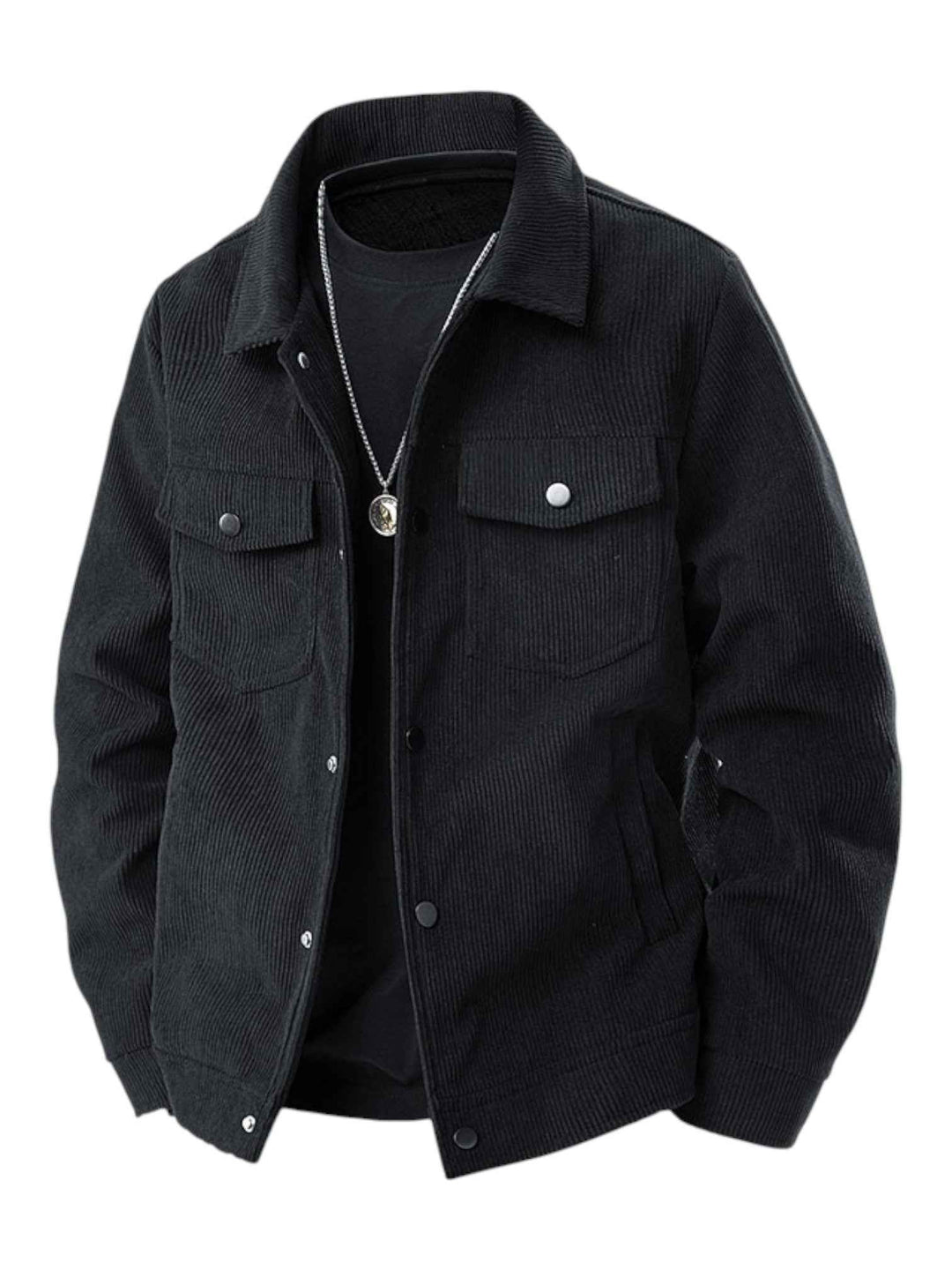 Men's Cord Jacket - Stylish and Versatile Outerwear Black