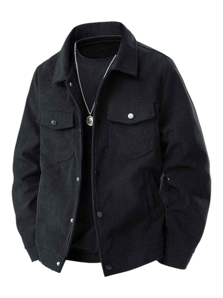Men's Cord Jacket - Stylish and Versatile Outerwear Black