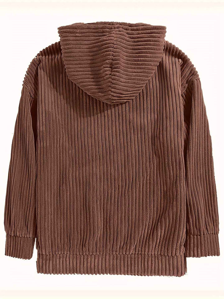 Men's Corduroy Hoodie Sweater – Relaxed Fit with Kangaroo Pocket