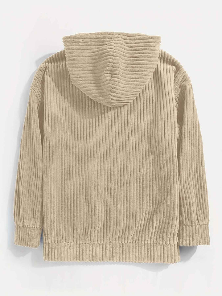Men's Corduroy Hoodie Sweater – Relaxed Fit with Kangaroo Pocket