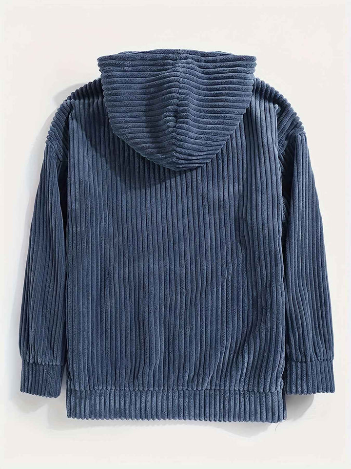 Men's Corduroy Hoodie Sweater – Relaxed Fit with Kangaroo Pocket