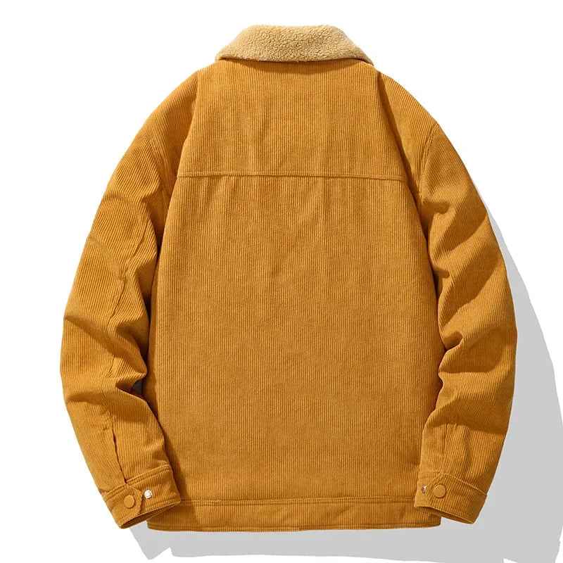 Men's Corduroy Textured Chest Pocket Button Front Pockets Solid Jacket