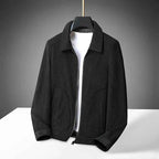 Men's Corduroy Zip-up Jacket Winter Essential Outerwear Black