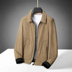 Men's Corduroy Zip Up Front Pockets Solid Ember Winter Jacket Khaki