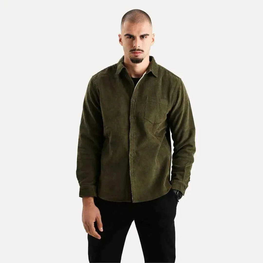 Men's Corduroy Long Sleeve Shirt Green
