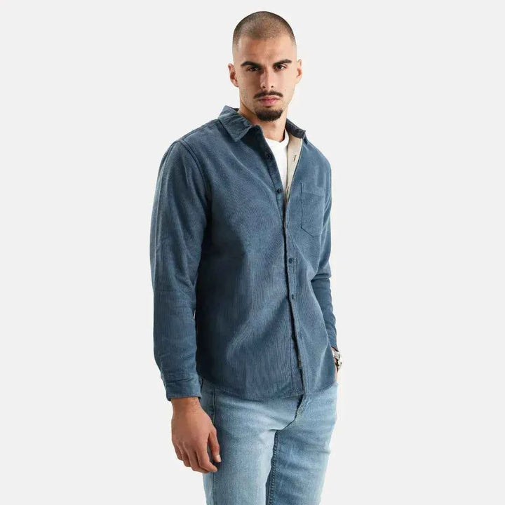 Men's Corduroy Long Sleeve Shirt Blue