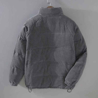 Men's Corduroy Jacket Regular Pockets Khaki Winter Ribbed Trim