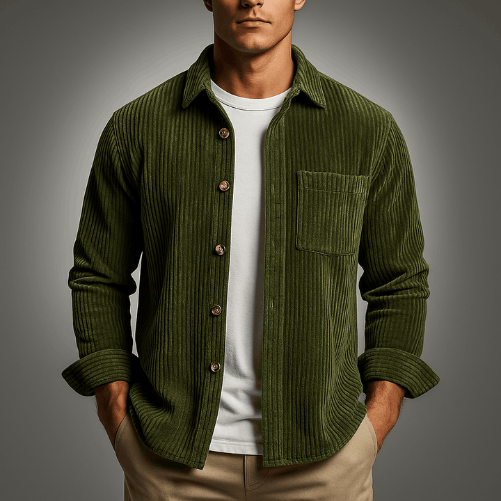 Men's Corduroy Shirt - Étoile Style Green