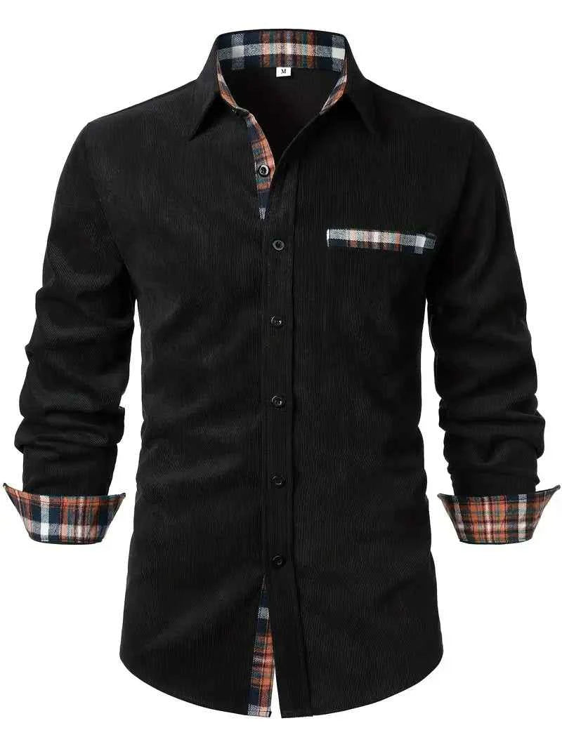 Men's Corduroy Shirt - Stylish & Comfortable Black
