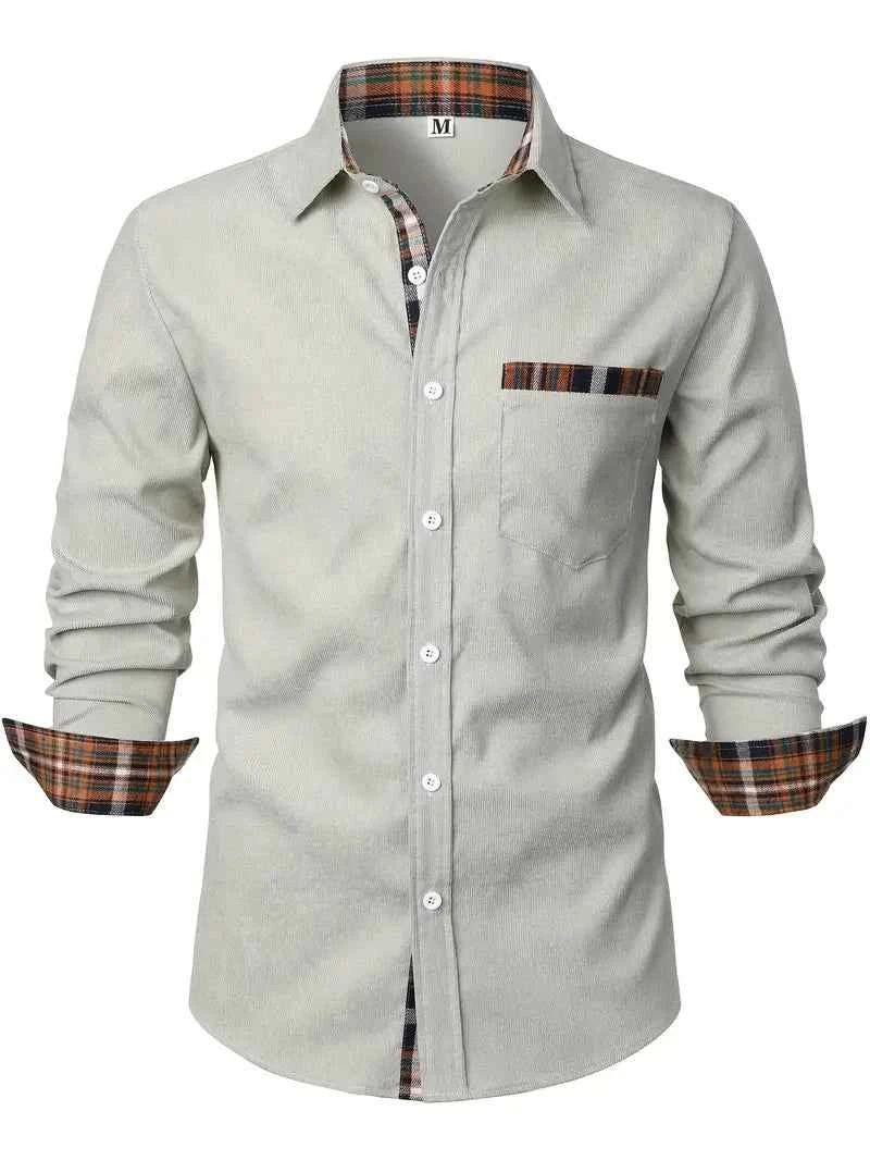 Men's Corduroy Shirt - Stylish & Comfortable Light Grey