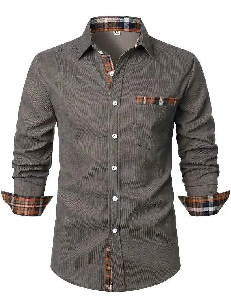 Men's Corduroy Shirt - Stylish & Comfortable Dark Grey