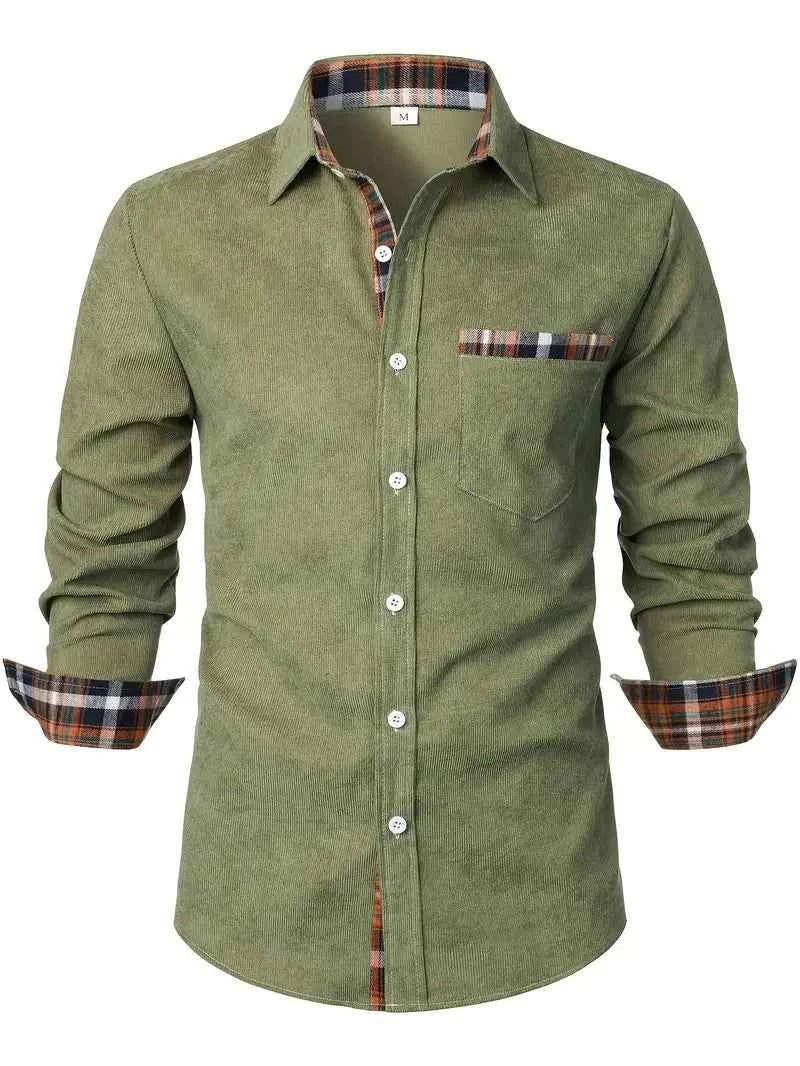Men's Corduroy Shirt - Stylish & Comfortable Green