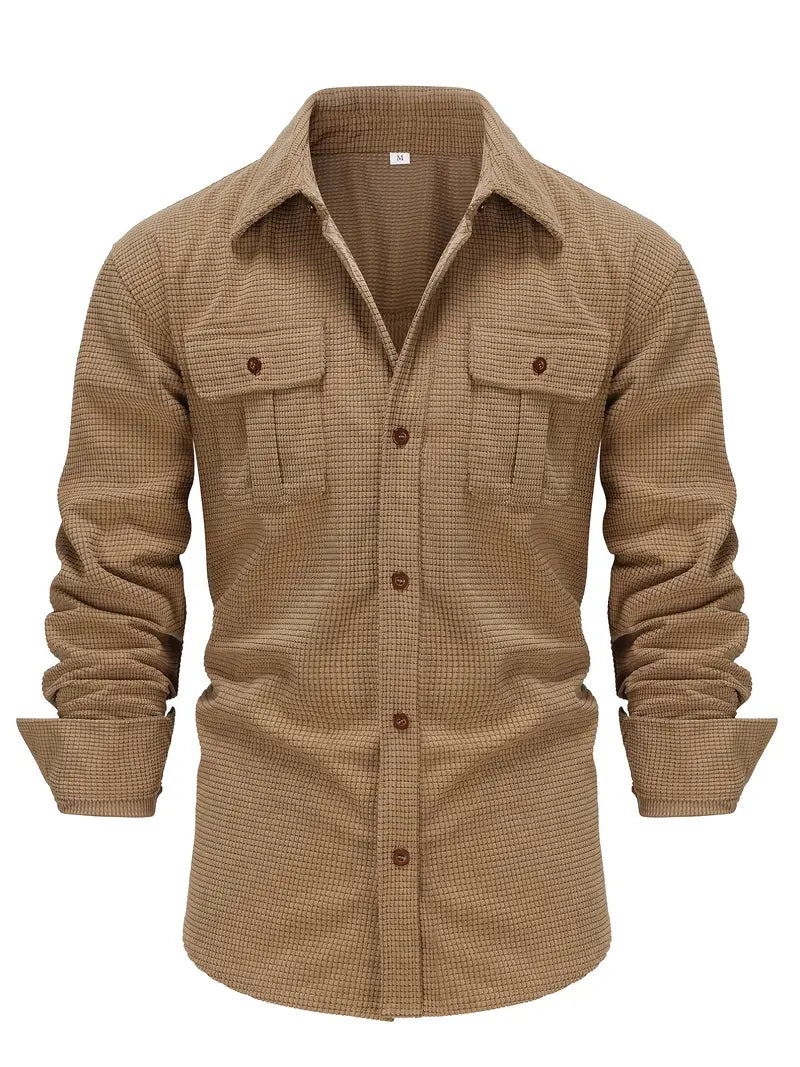 Men's Corduroy Shirt - Stylish and Comfortable Khaki