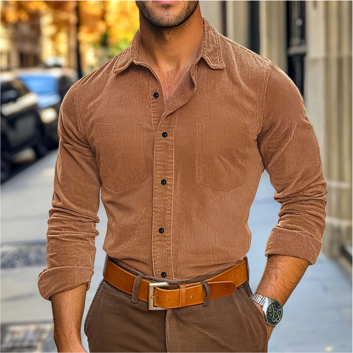 Men's Corduroy Shirt for Autumn & Winter Brown