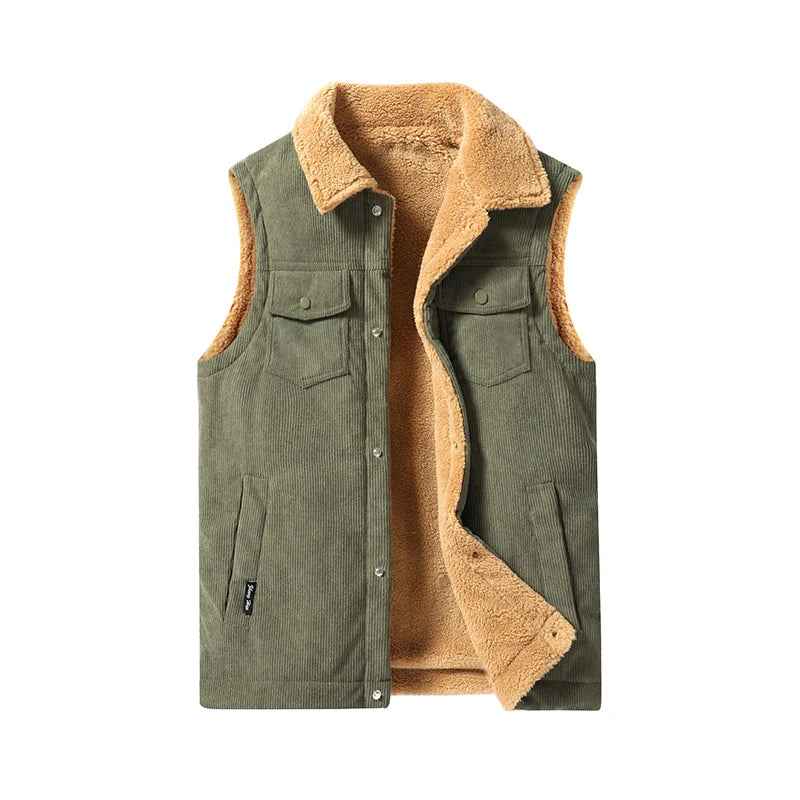 Men's Corduroy Vest - Stylish and Comfortable Army Green