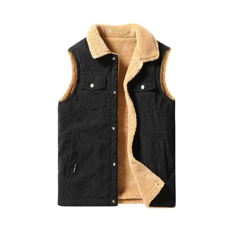 Men's Corduroy Vest - Stylish and Comfortable Black