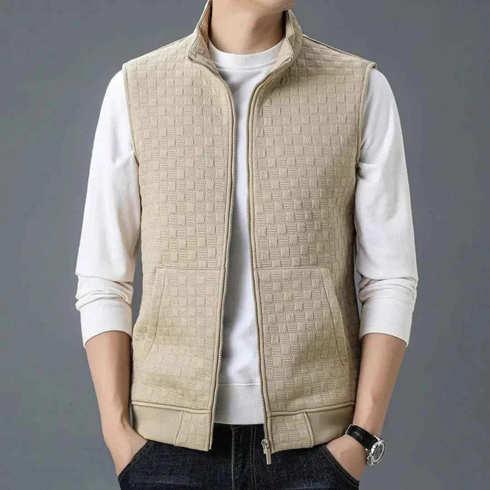 Men's Cotton Fleece Knit Vest Khaki