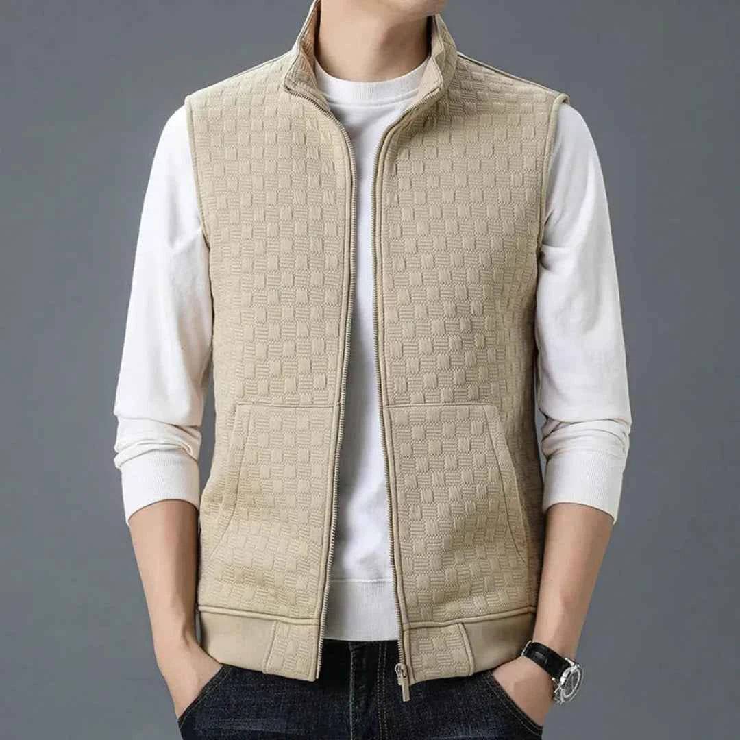 Men's Cotton Fleece Knit Vest Khaki