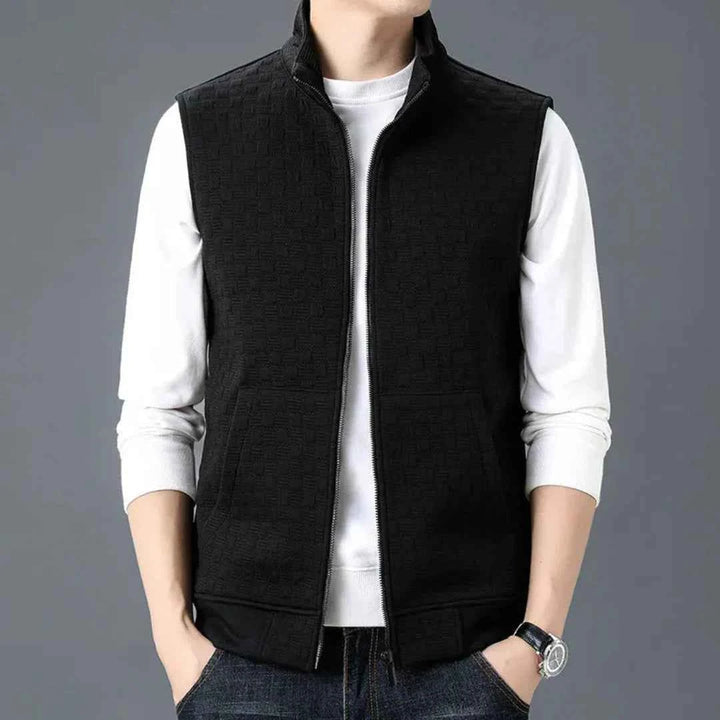 Men's Cotton Fleece Knit Vest Black