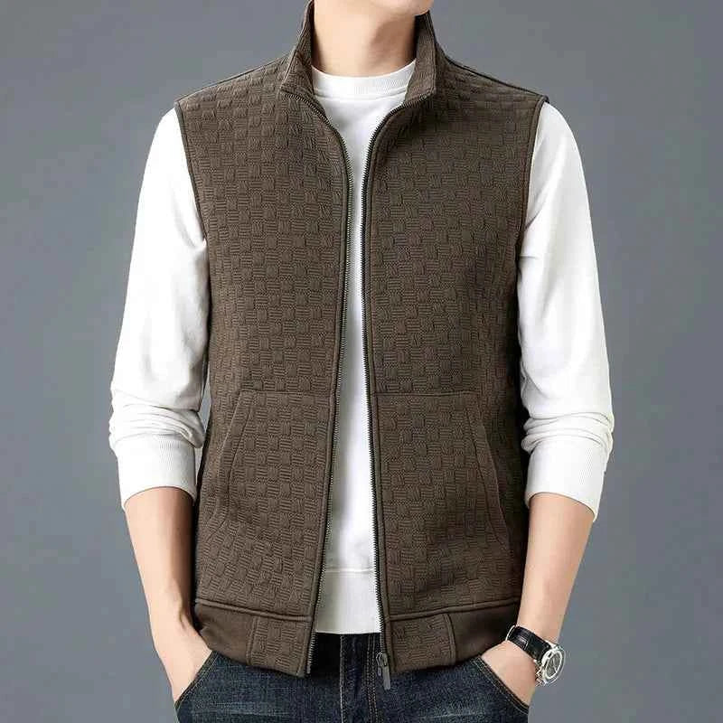 Men's Cotton Fleece Knit Vest Brown