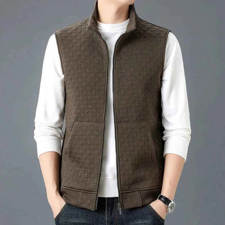 Men's Cotton Fleece Knit Vest Brown