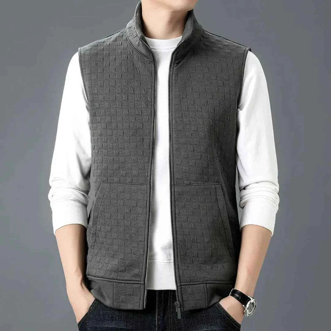 Men's Cotton Fleece Knit Vest Gray