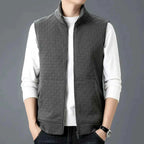 Men's Cotton Blend Zip-up Textured Knit Vest Winter Essential Gray