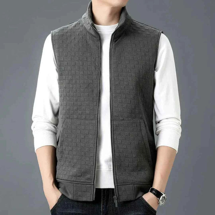 Men's Cotton Fleece Knit Vest Gray