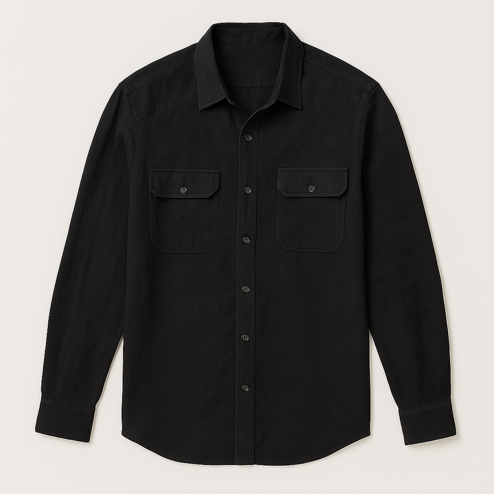 Men's Cotton-Linen Blend Shirt Black