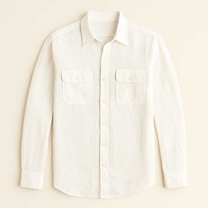Men's Cotton-Linen Blend Shirt White