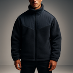 Men's Polyester Zip-front Stand Collar Jacket Winter Essential