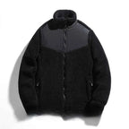 Men's Polyester Zip-front Stand Collar Jacket Winter Essential Black