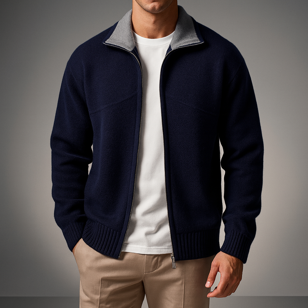Men's Cozy Calgary Knit Cardigan Navy Blue