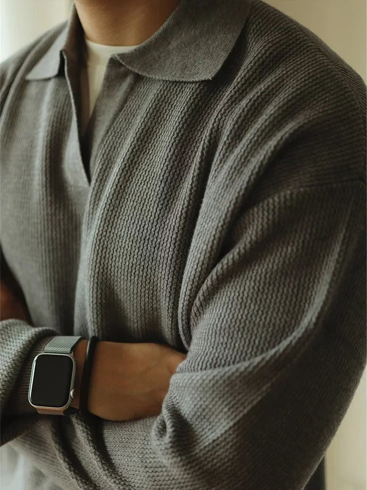 Men's Cozy Knit Polo Sweater