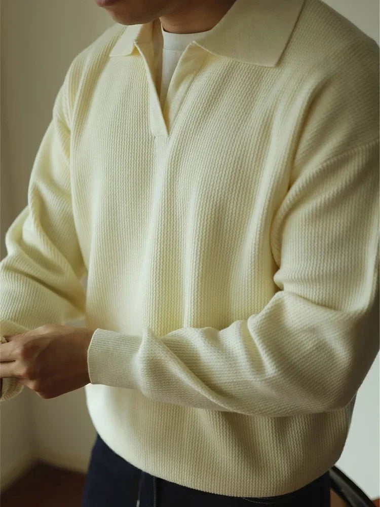 Men's Cozy Knit Polo Sweater