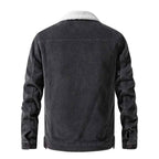 Men's Sherpa Corduroy Lined Solid Dark Brown Winter Jacket