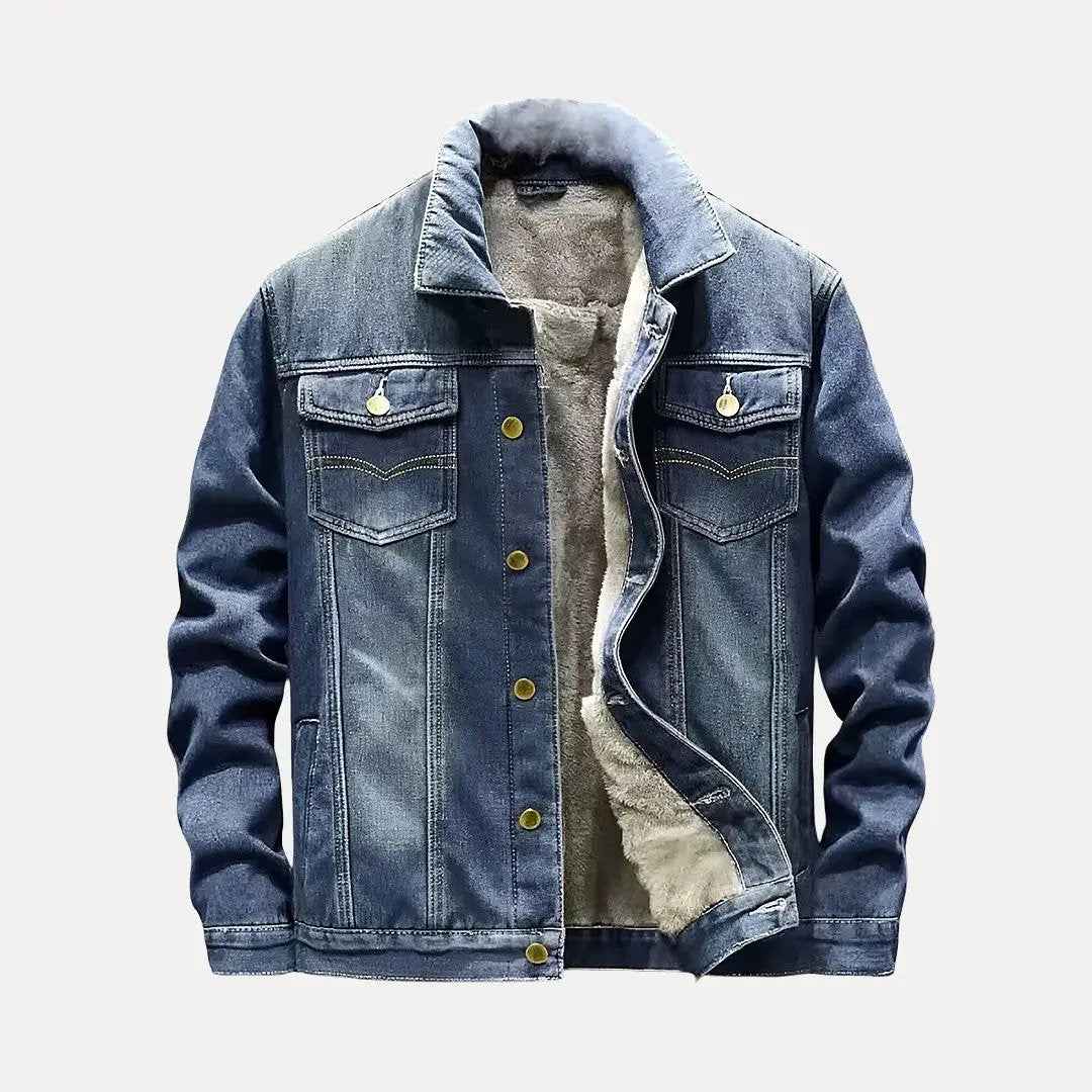 Men's Denim Jacket - Stylish Casual Outerwear Dark Blue