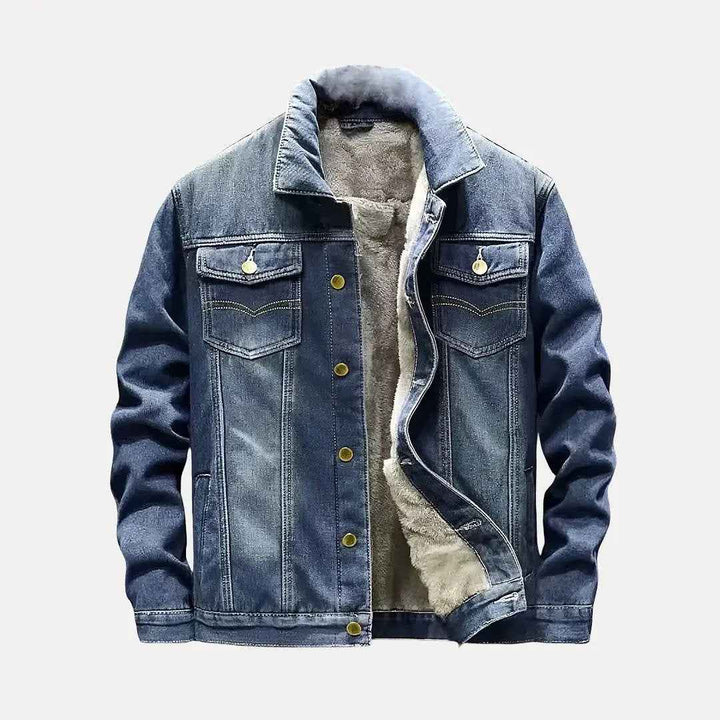 Men's Denim Jacket - Stylish Casual Outerwear Dark Blue