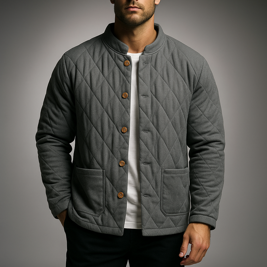 Men's Diamond Stitched Jacket Gray