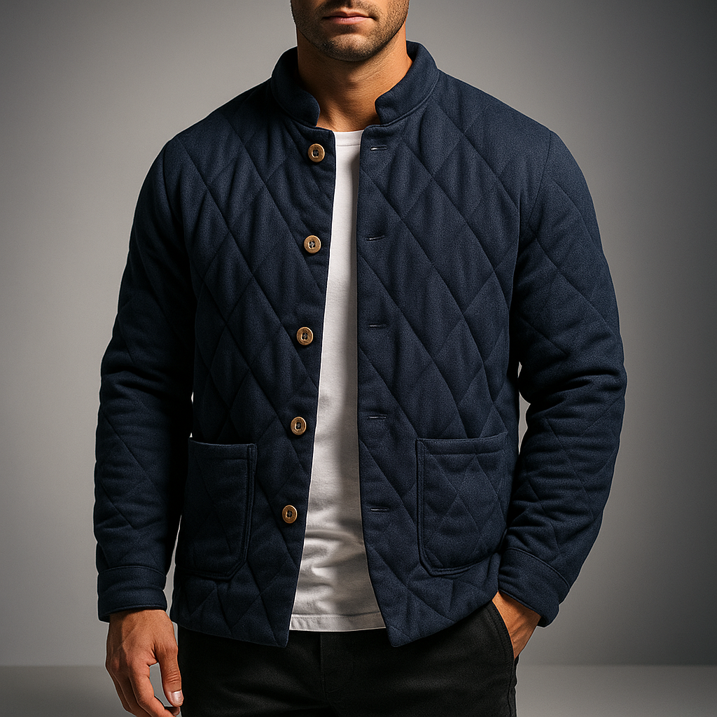 Men's Diamond Stitched Jacket Blue