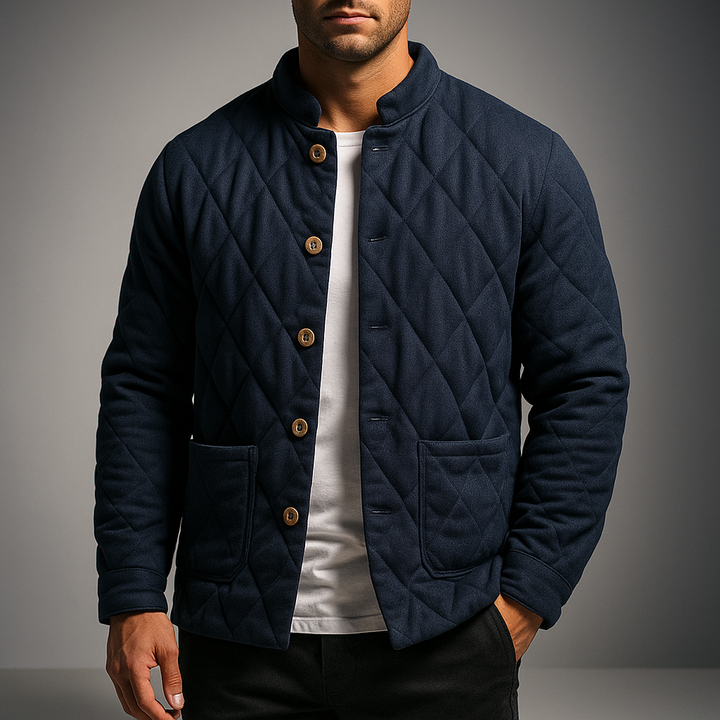 Men's Diamond Stitched Jacket Blue