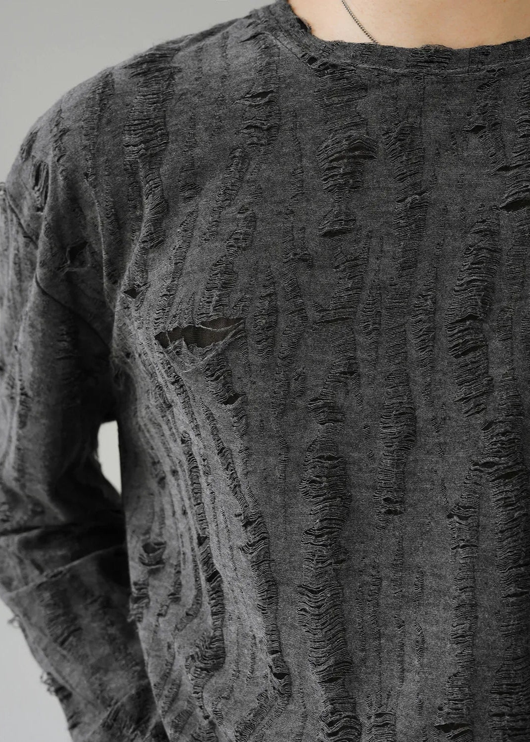 Men's Distressed Long Sleeve Shirt